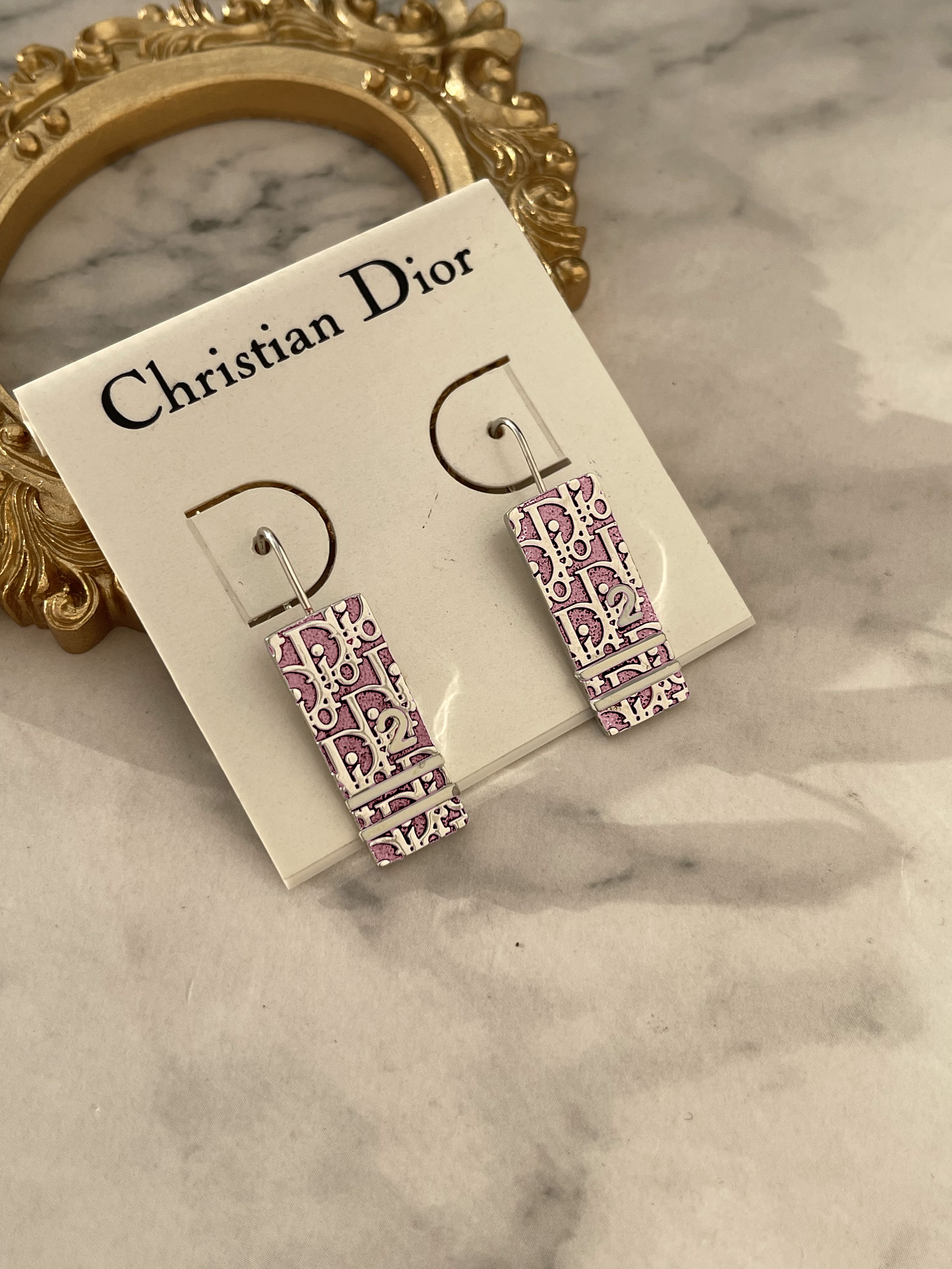 Authentic Vintage Dior Silver Crystal Star Logo Earrings — LUXE